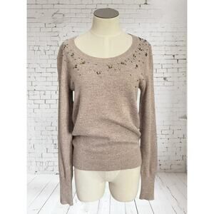 Loft Womens Dressy Casual Wool Rabbit Hair Blend Jeweled Sweater Size Medium